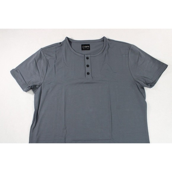 New Cuts Clothing Split-Hem Henley Crew T-Shirt, Gray Mens Size L Pyca Pro - Picture 3 of 11